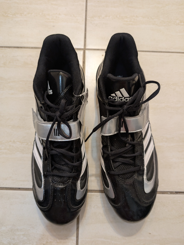 Adidas University Mid Football Cleats Shoes-Black & Silver-New