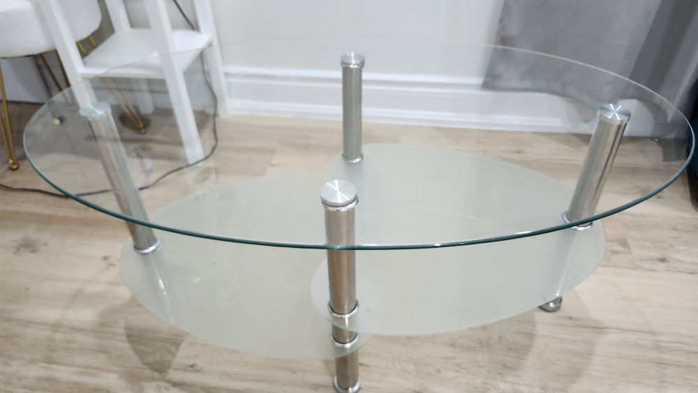 Glass Coffee Table with Silver Legs