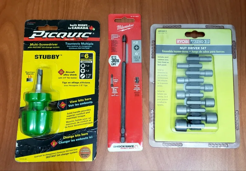 Picquic Stubby, Milwaukee Bit, Ryobi Nut Driver Set thumbnail