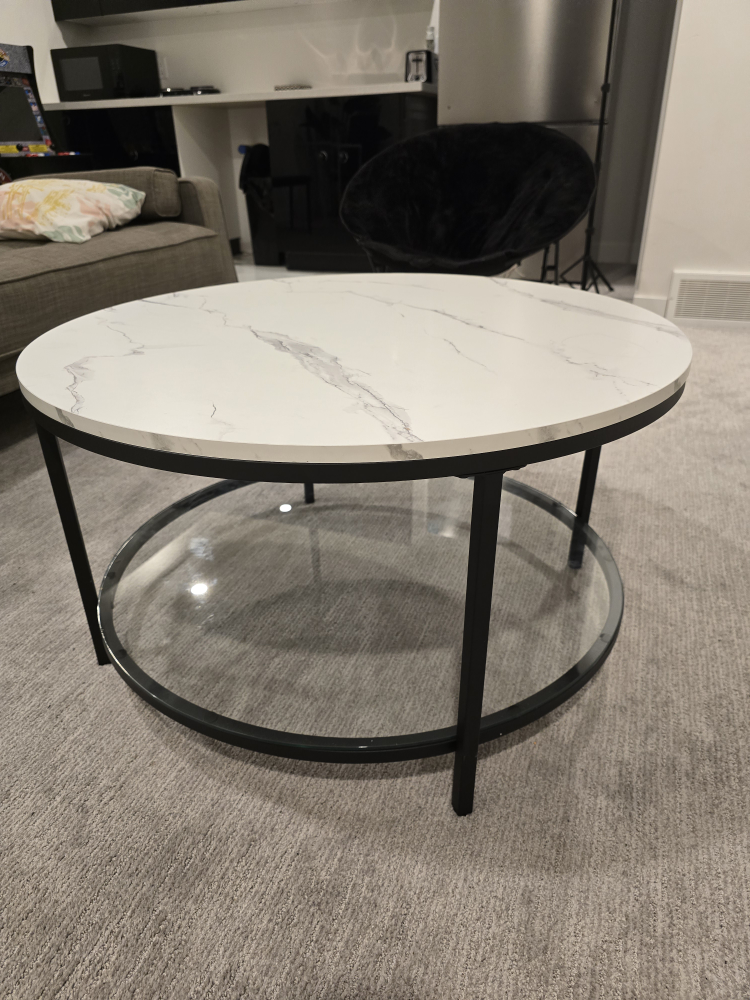 Round Coffee Table - White Marble Top