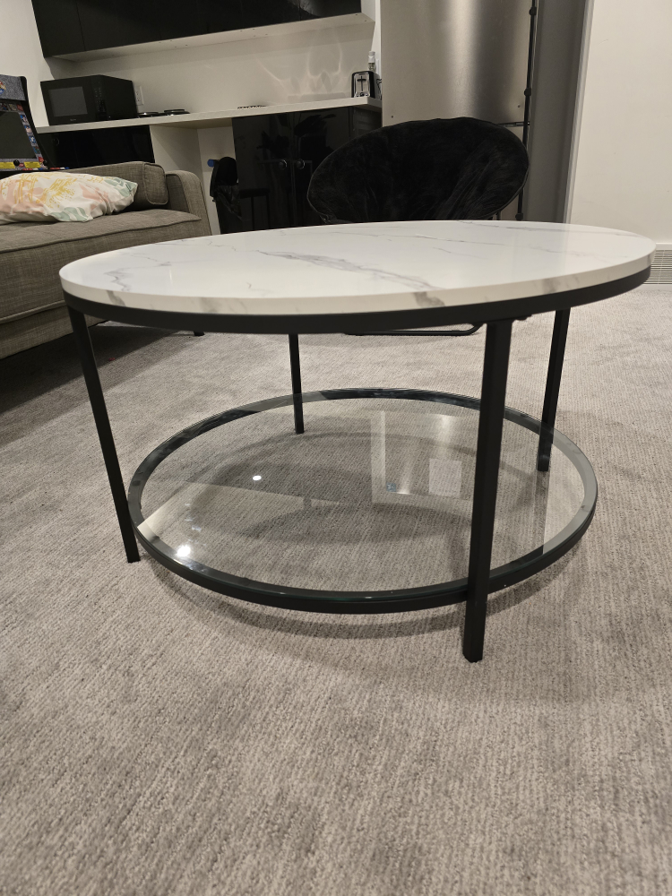 Round Coffee Table - White Marble Top - photo 3