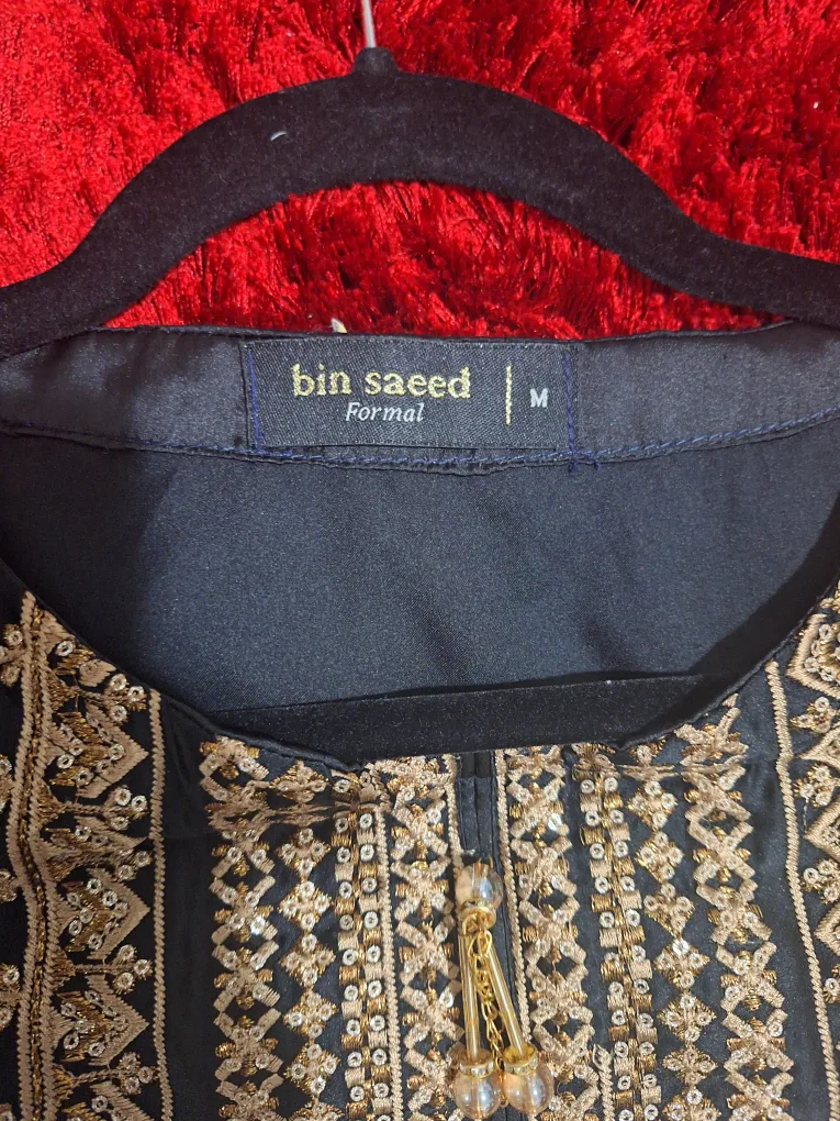 Bin Saeed Formal Black & Gold Kurti - Size M image indicator(4)