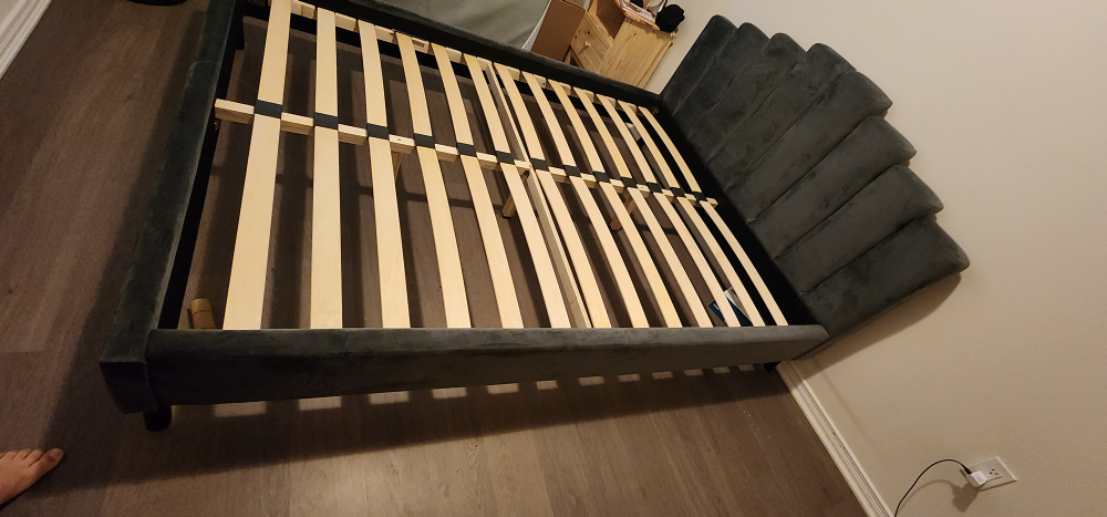Upholstered Bed Frame - Grey - photo 3