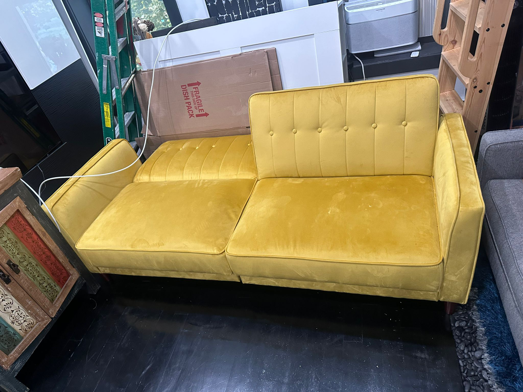 Yellow velvet Convertible Futon Sofa Bed - photo 2