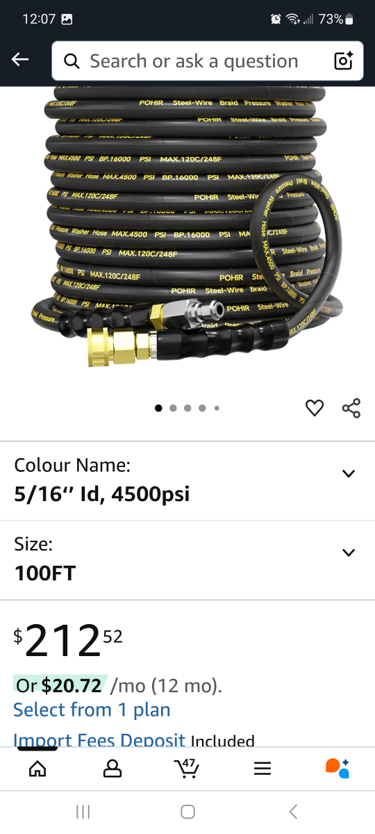 POHIR 100FT Pressure Washer Hose 4500PSI brand new