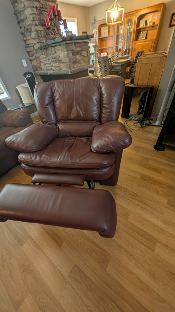Brown Leather Recliner with Ottoman - photo 3