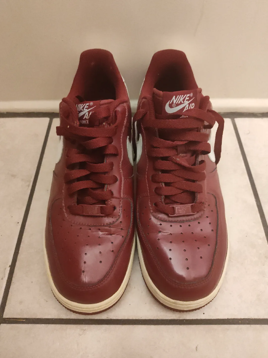 Nike Air Force 1 Maroon Sneakers (SIZE 9) image indicator(4)