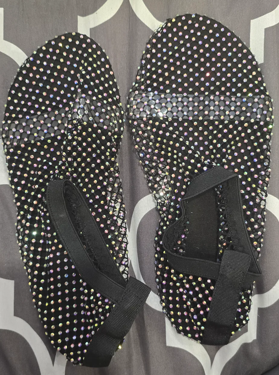 Black Rhinestone Ballet Slippers Size 41 thumbnail