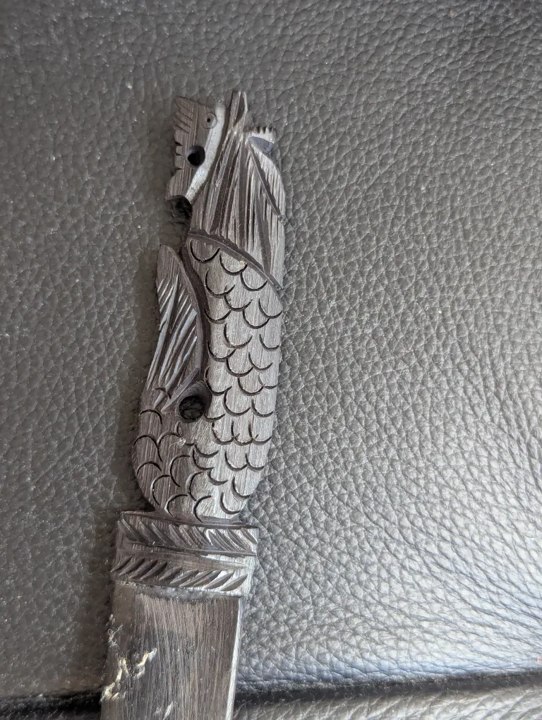Carved Wooden letter opener with Fish Handle image indicator(2)
