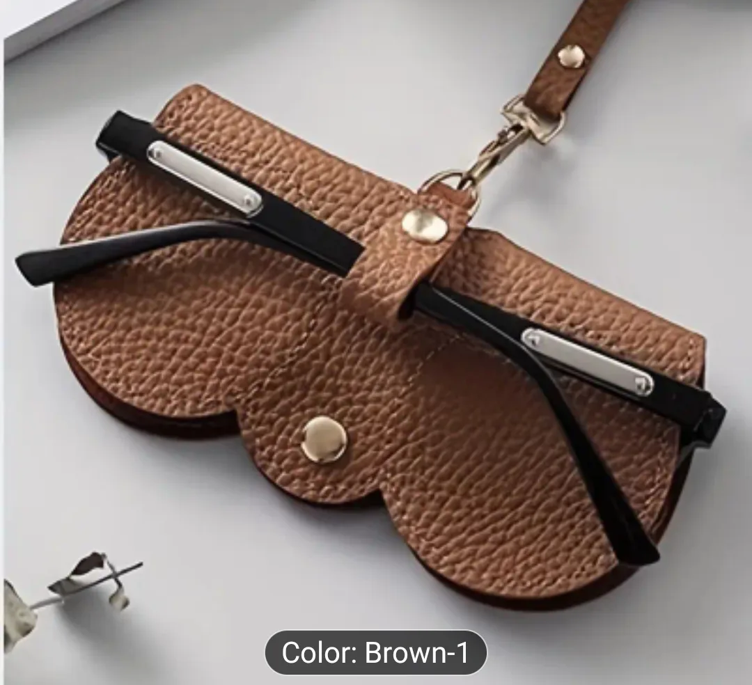 Brown imitate Leather Eyeglass Case image indicator(3)