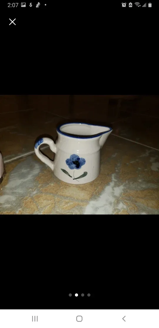Ceramic Creamer Pitcher with Blue Floral Design image indicator(2)