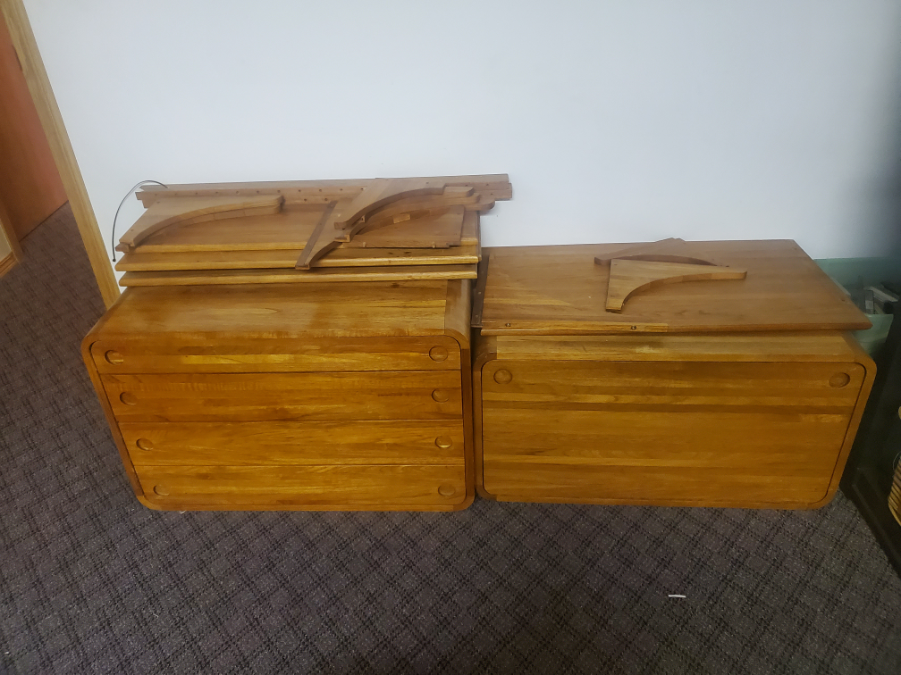 Teak cabinets, could be wall mount or hung