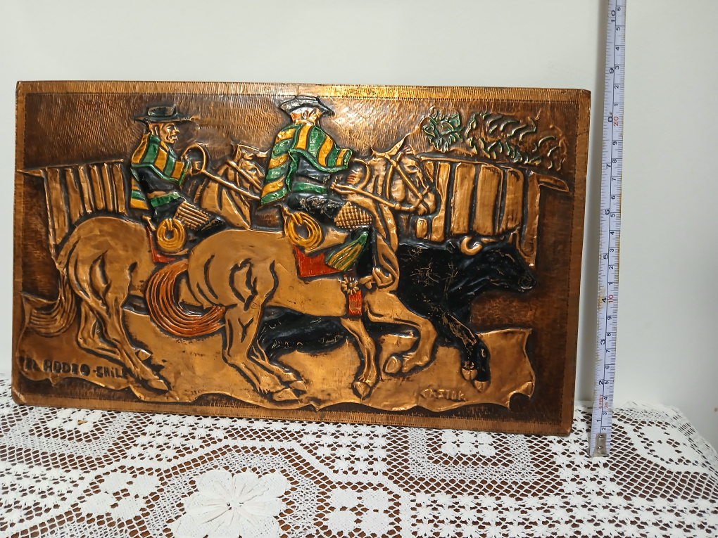 Vintage El Rodeo Chile Copper Wall Art - photo 3