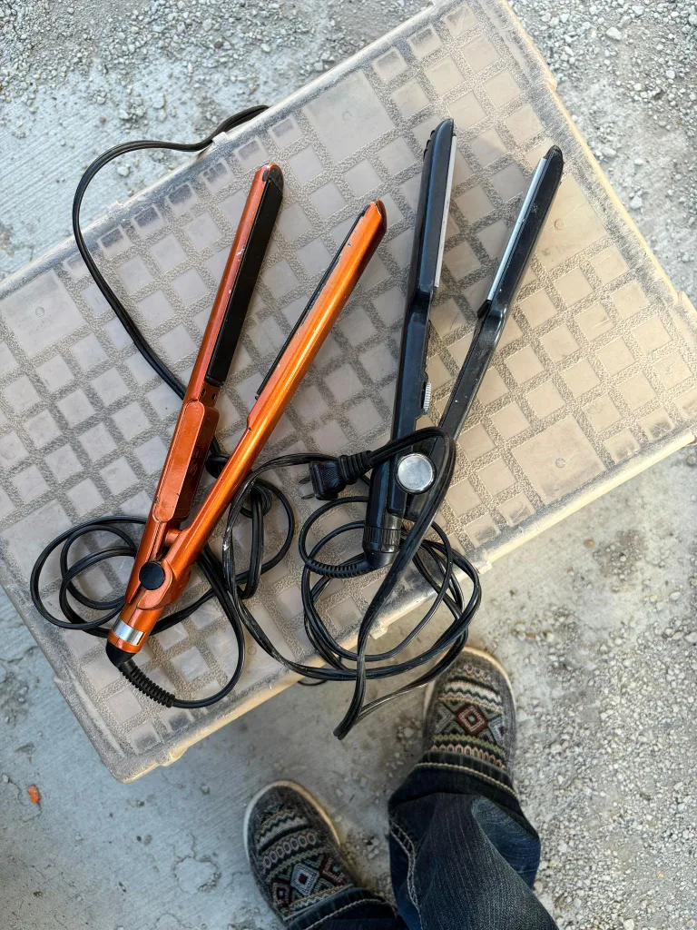 Two Hair Straightening Irons - Orange & Black thumbnail