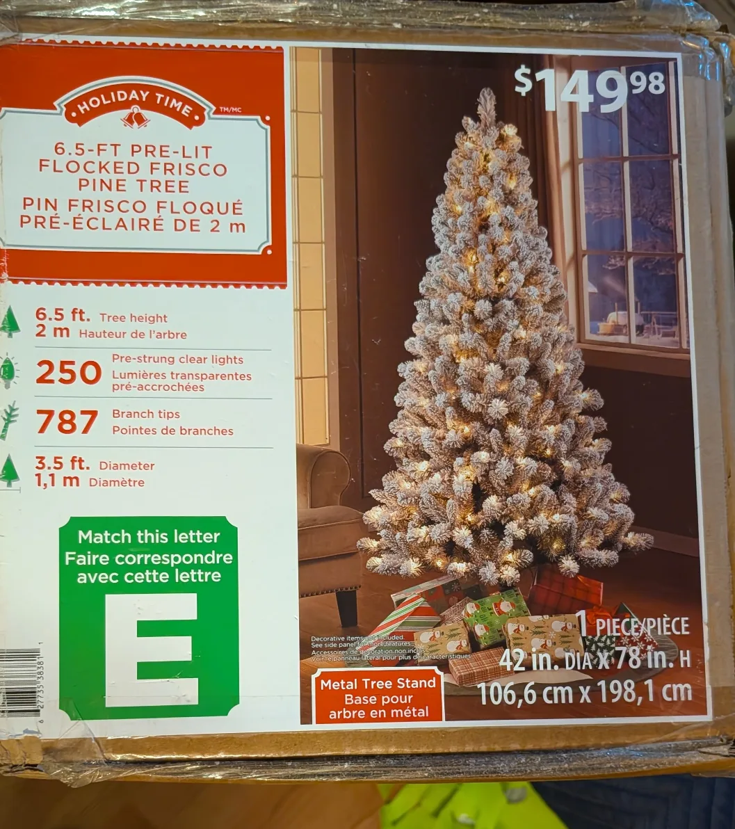 Holiday Time 6.5-ft Pre-Lit Flocked Frisco Pine Tree image indicator(3)