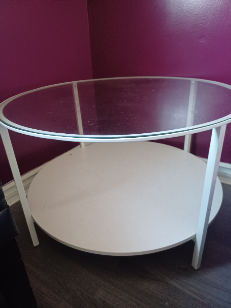 Glass Top Coffee Table - White Frame