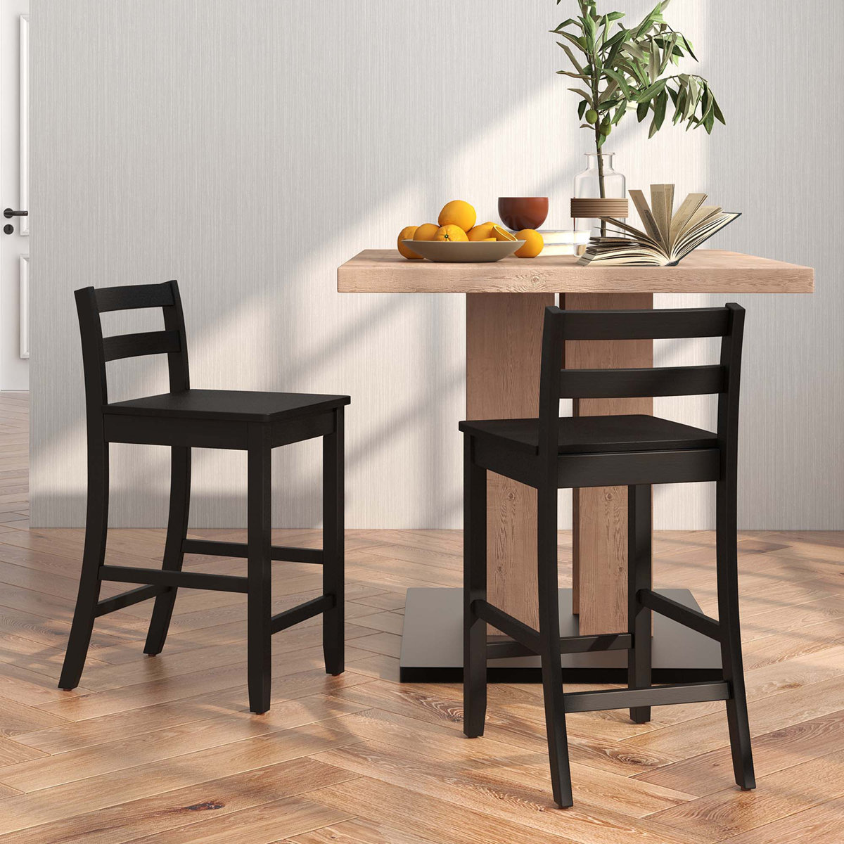 Set of 2 Black Bar Stools - photo 2