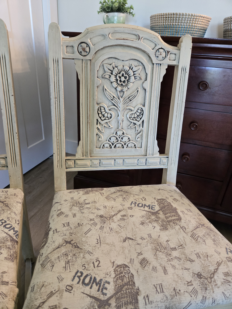 Antique Cream Dining Chairs - Set of 2