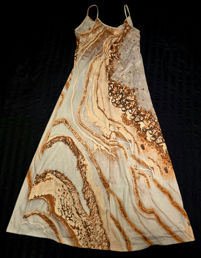 Sleeveless Dress - Beige & Brown Pattern - photo 3