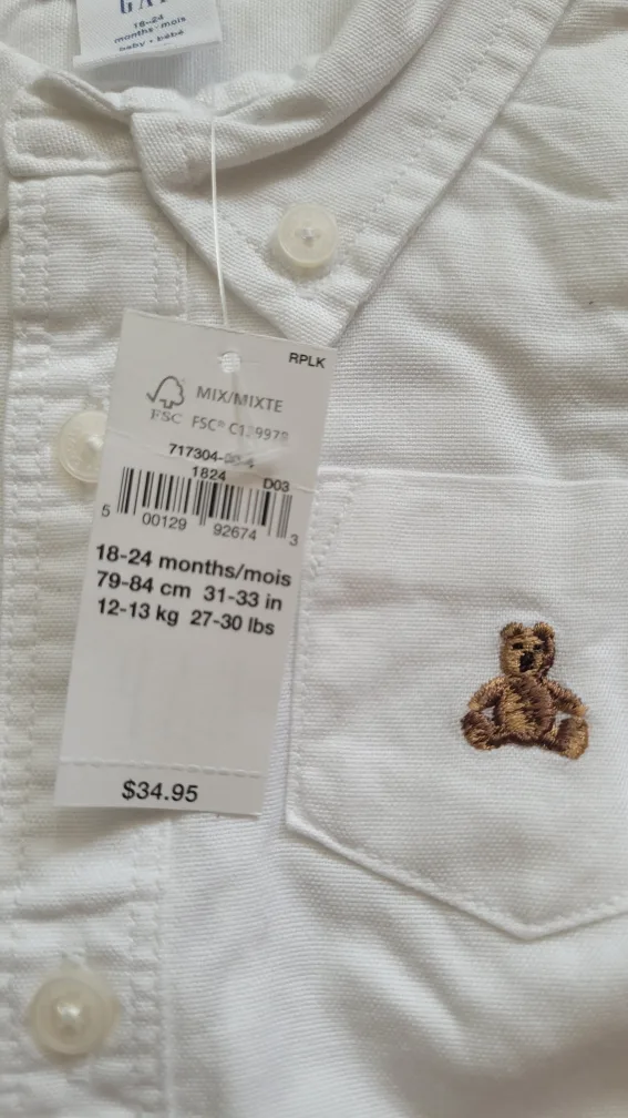 Baby GAP First Favorites Oxford Bodysuit 18-24 M image indicator(3)