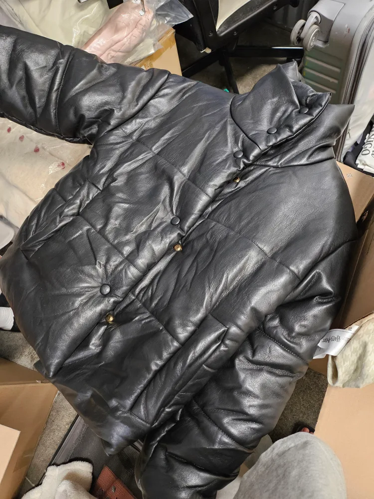 Nanushka Black Puffer Leather Jacket thumbnail