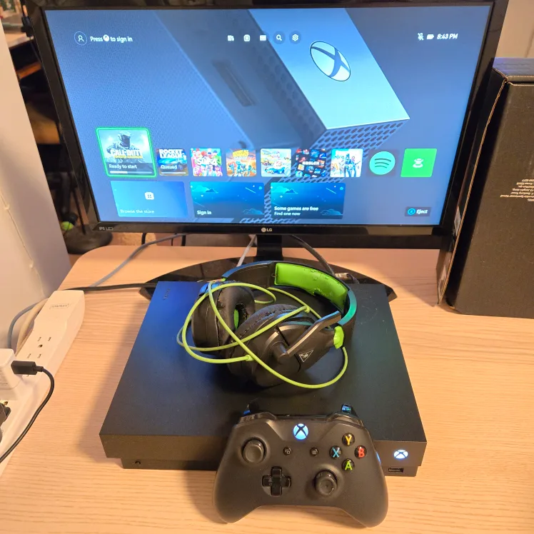 Xbox One X. 1TB 4k Disc. With controller, headset. thumbnail