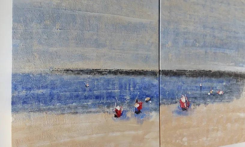 oil painting with sets of two. Seascape Painting - Diptych image indicator(2)