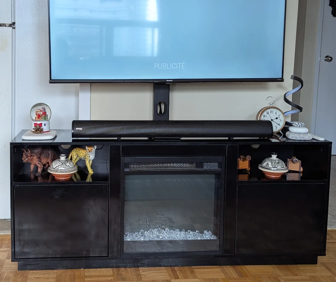 Black TV Stand with Fireplace & TV Mount image indicator(2)