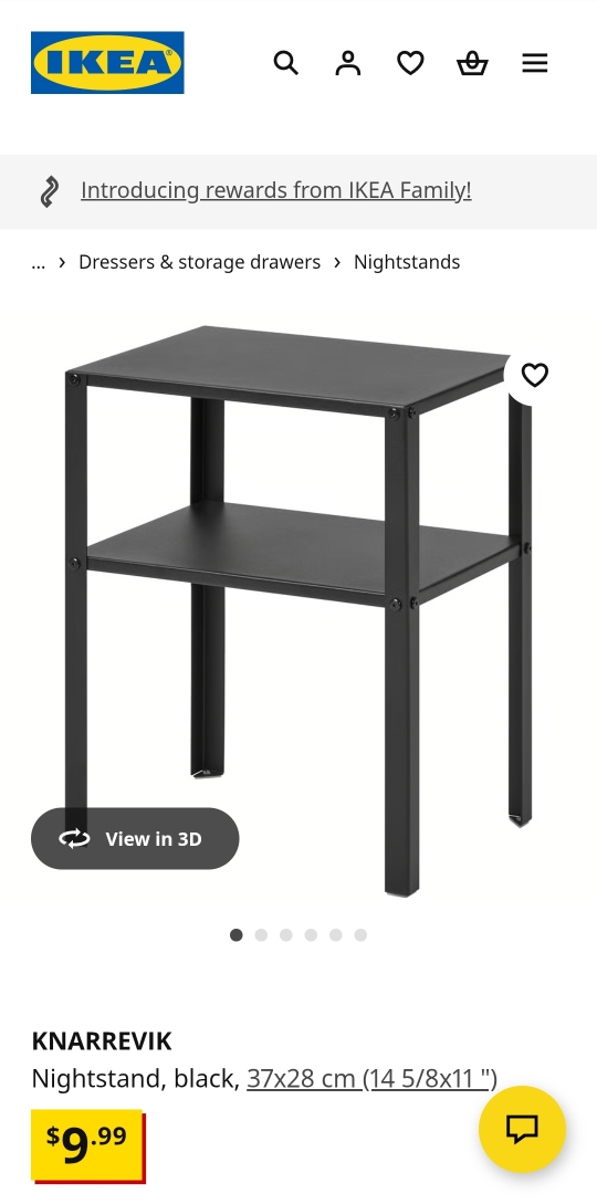 IKEA Knarrevik Black Nightstand