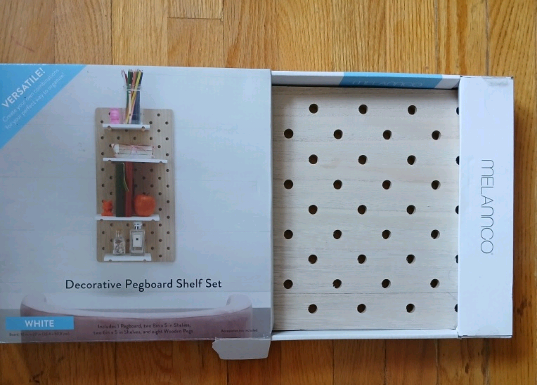 Melannco Decorative Pegboard Shelf Set - White - photo 2