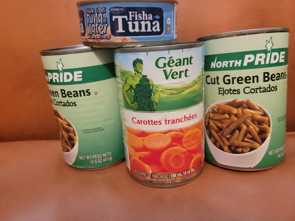 Canned Goods: Tuna, Green Beans, Carrots thumbnail