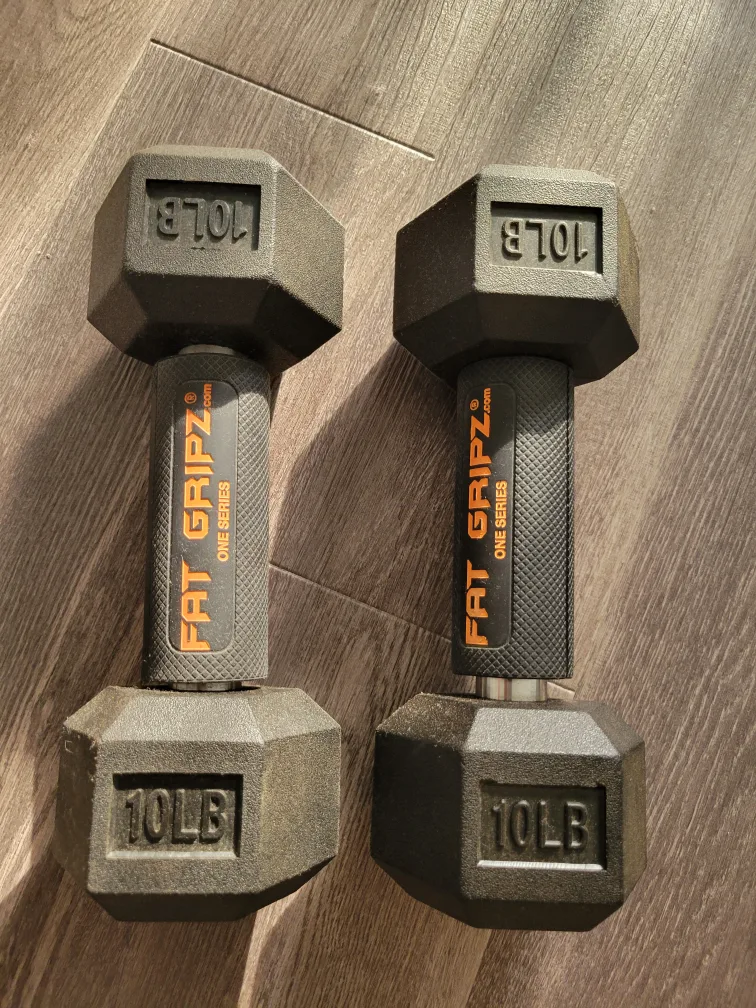 Pair of 10lb Dumbbells with Fat Gripz thumbnail