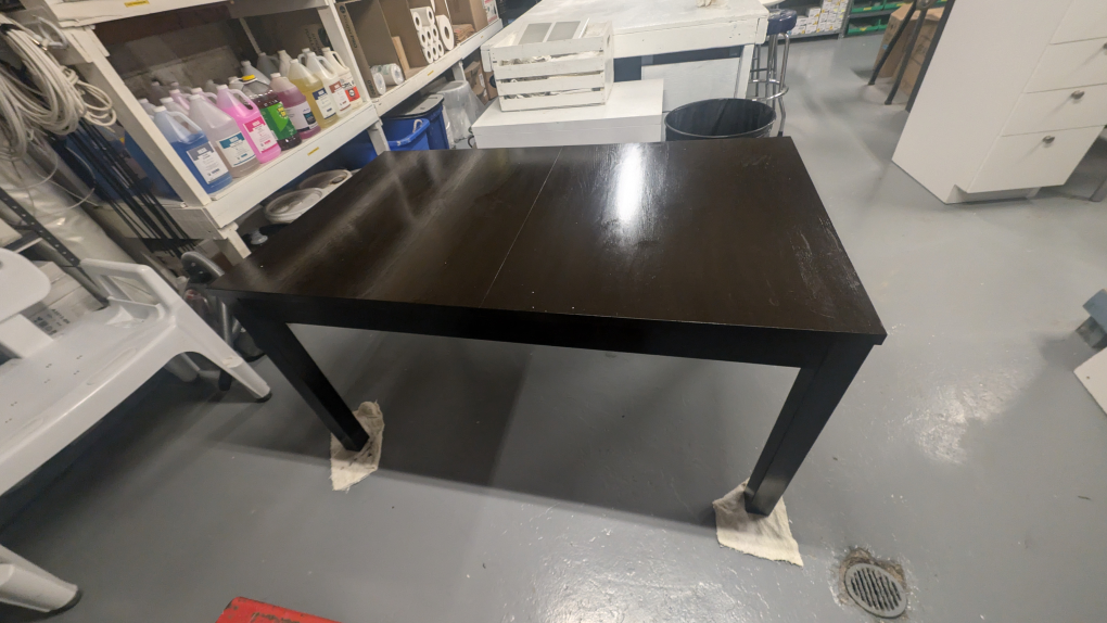 Dark Brown Wooden Dining Table with extension - photo 2