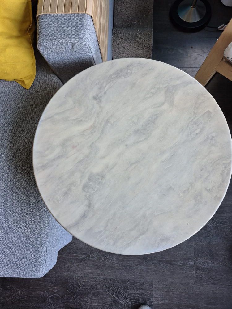 Round Faux Marble Coffee Table and End Table - photo 3