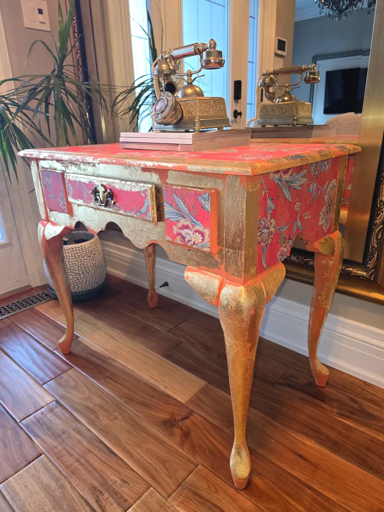 Red & Gold Accent Table thumbnail