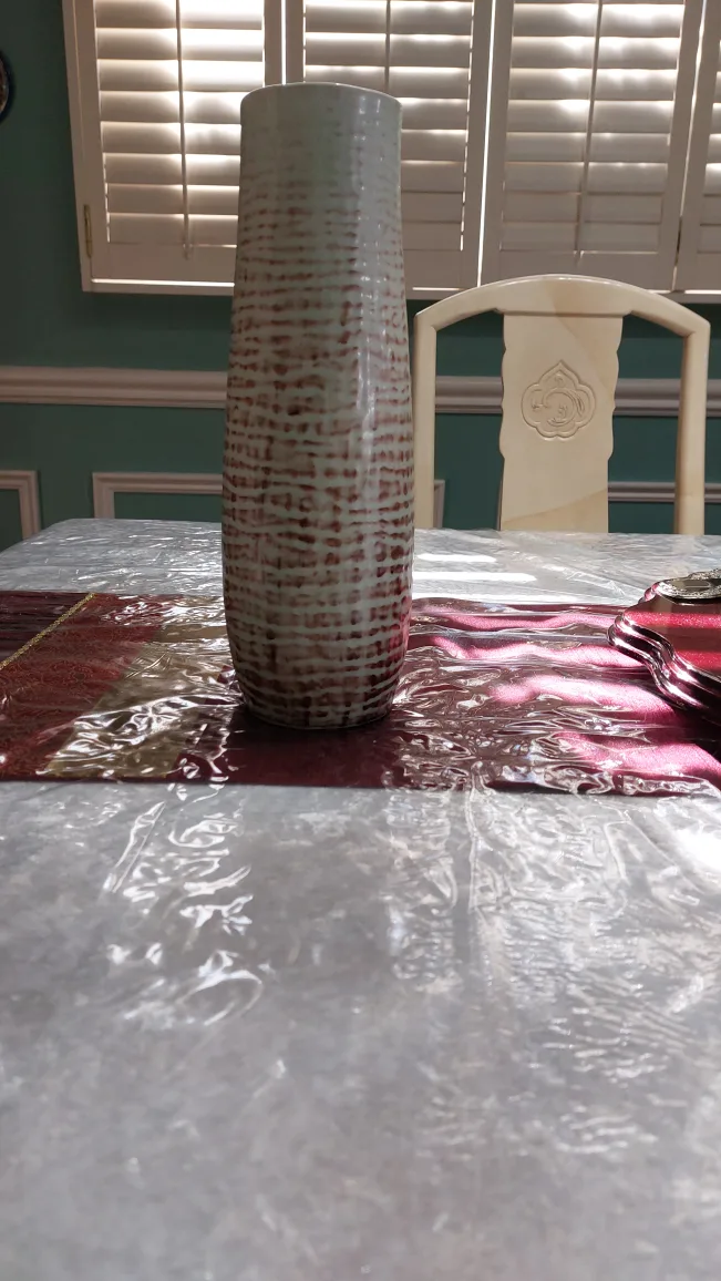 Hand-made tall clay vase. thumbnail