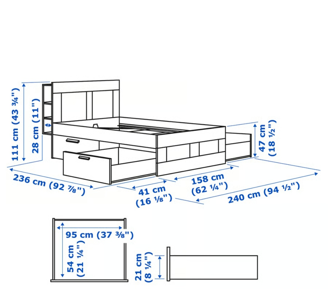 IKEA Brimnes Bed Frame with Storage & headboard- Black - photo 2