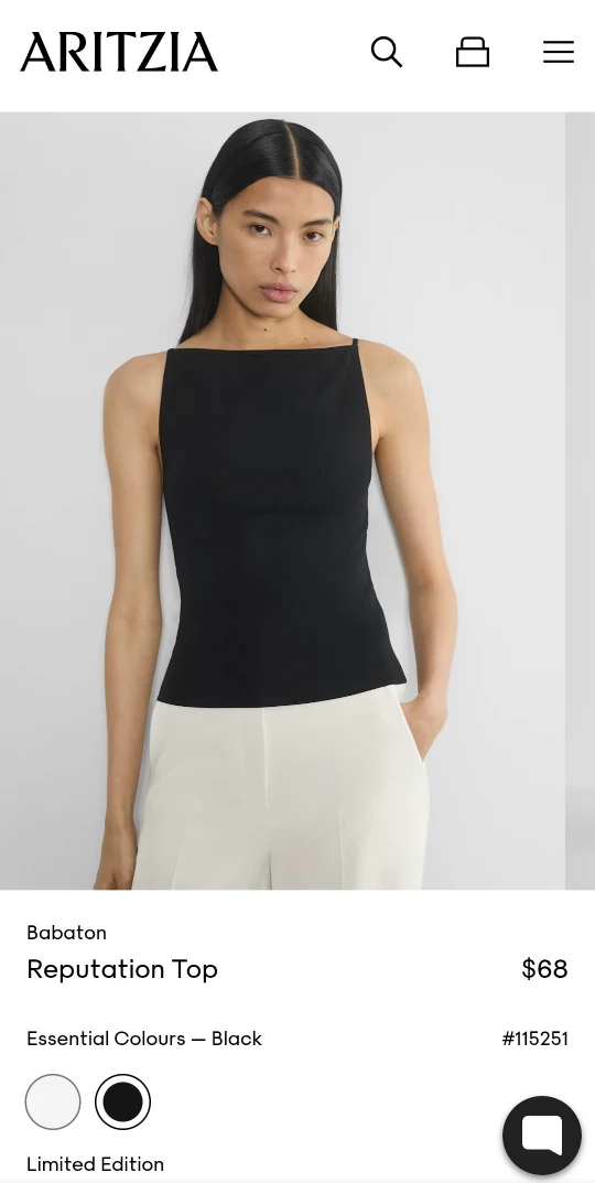 Aritzia Babaton Reputation Top w/ Tags: Size XS