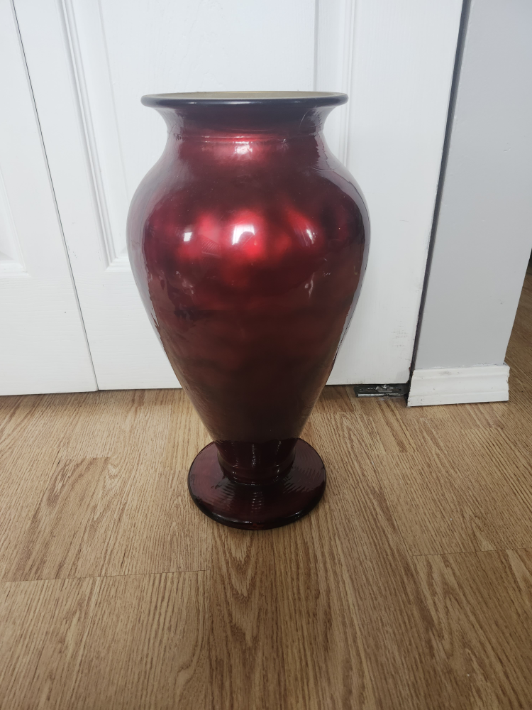 Beautiful Red Vase with gold trim