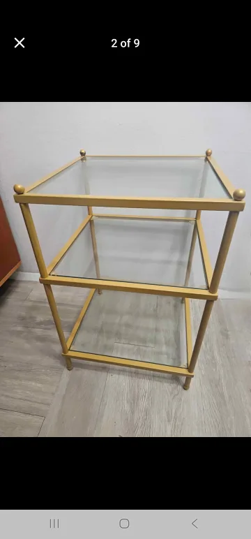 🧡Gold Metal and Glass 3-Tier Side Table thumbnail
