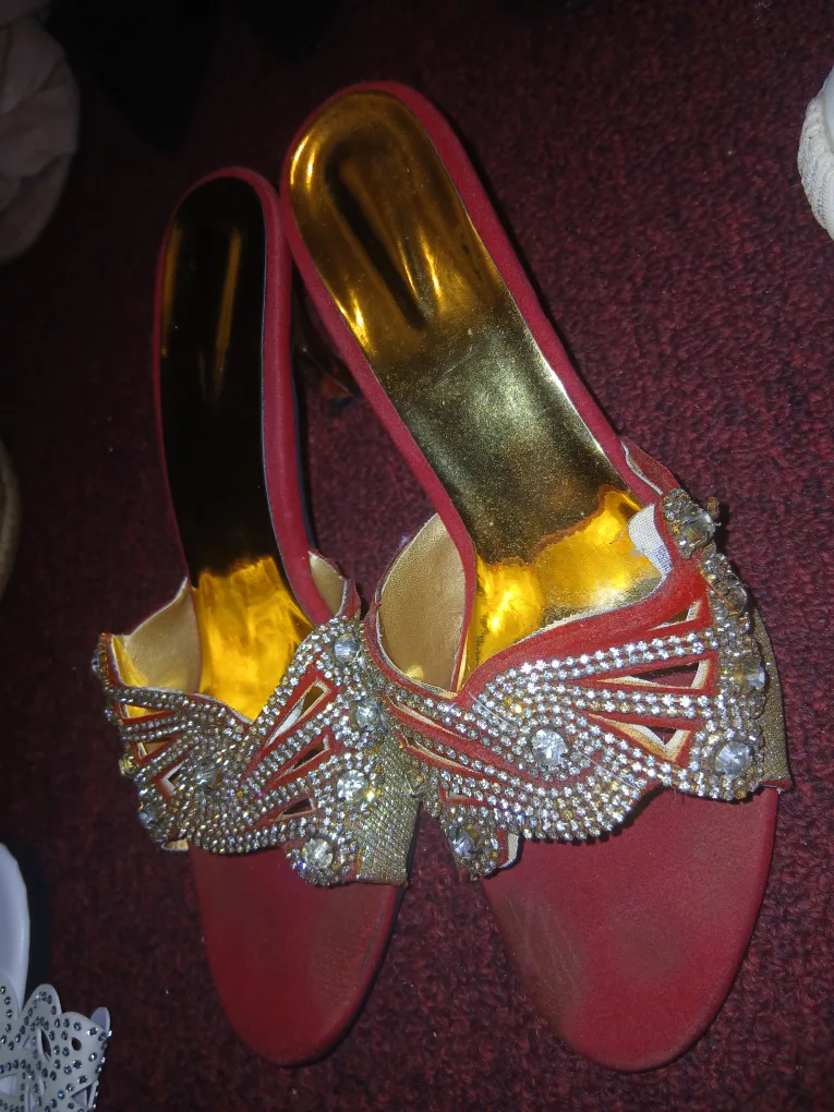 Red & Gold Embellished Heels thumbnail