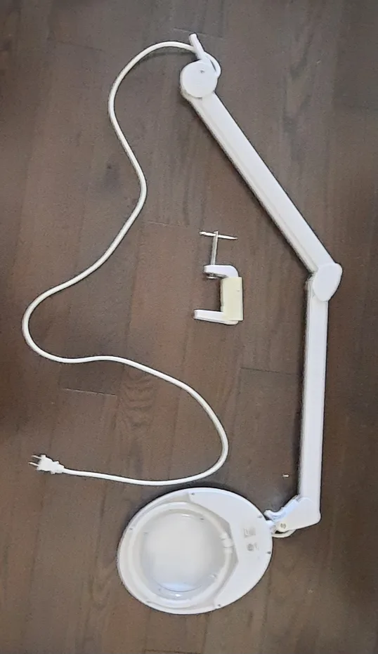 White Rolling Stool & Magnifying Lamp & Sonia Cart thumbnail