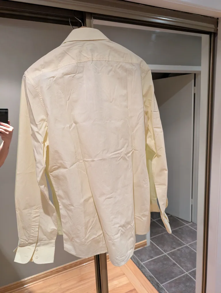 Men's Mexx Soft Yellow Pin Stripe Dress Shirt - Size M image indicator(5)