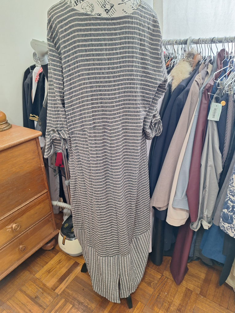 Striped Maxi Dress - Grey and White - photo 4