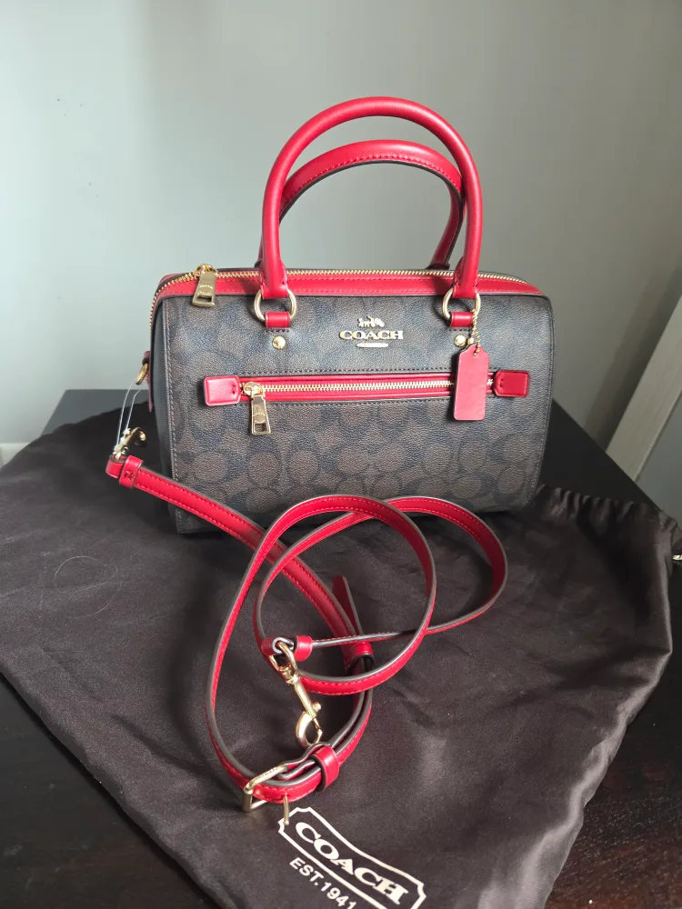 Coach Rowan Satchel Brown/Red thumbnail