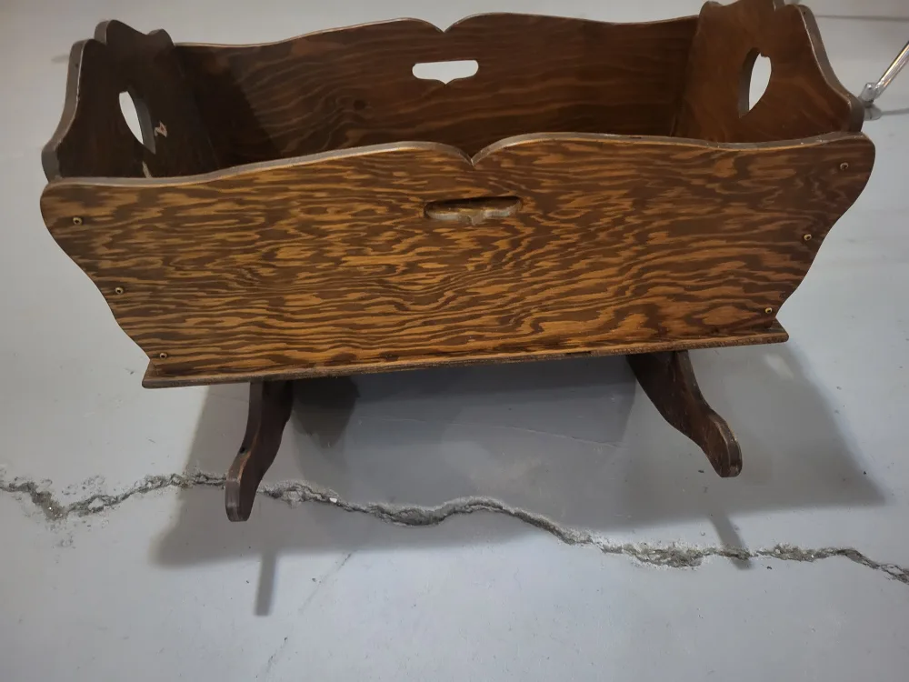 Vintage, handmade Wooden Baby doll Cradle thumbnail