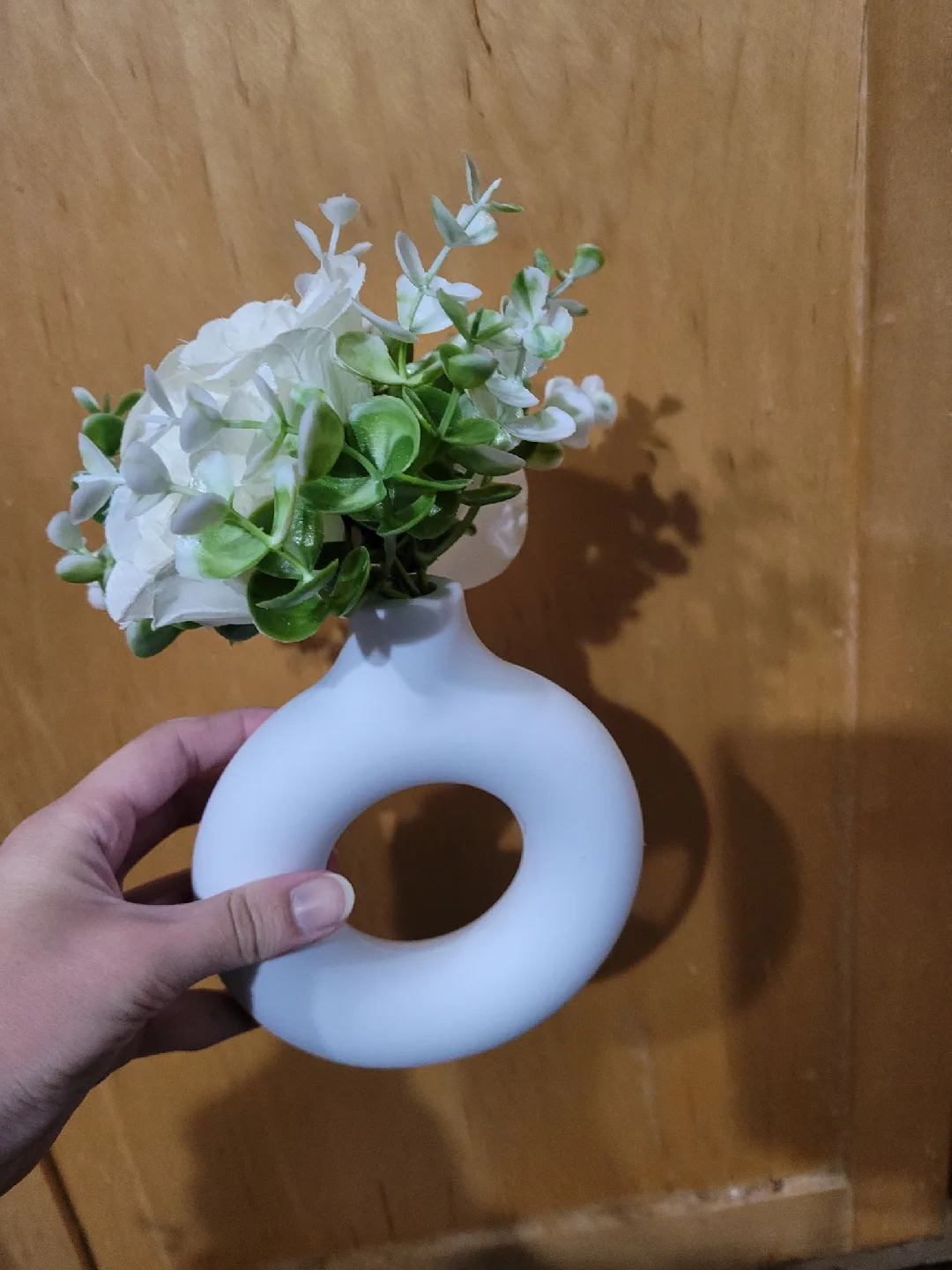 White Artificial Floral Arrangement in Donut Vase image indicator(2)
