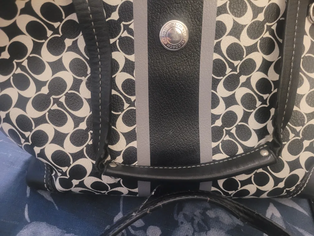 Coach Black & White Signature Tote Bag image indicator(3)