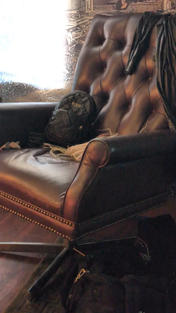 Leather Armchair - Plum, swivel and rocker tufted image indicator(2)