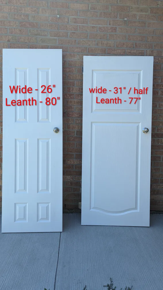 Two White Interior Doors - 26"x80", 31.5"x77" thumbnail